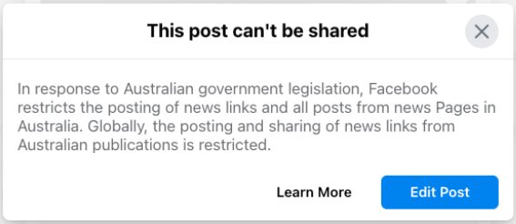 Facebook Bans News in Australia and I Feel Fine