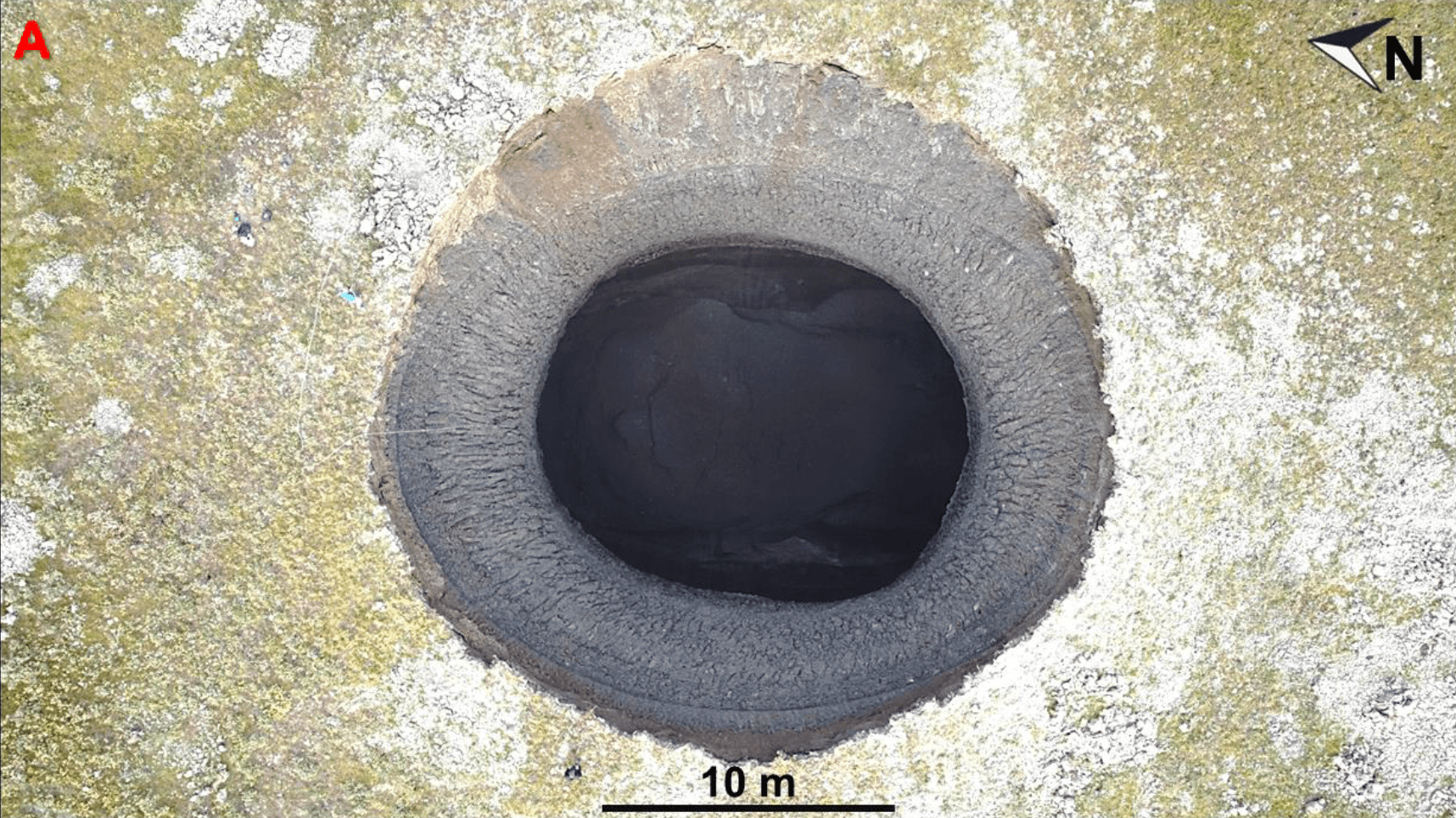 A view of the crater from directly above, as captured by the aerial drone.  (Image: V. Bogoyavlensky et al., 2021/Geosciences)