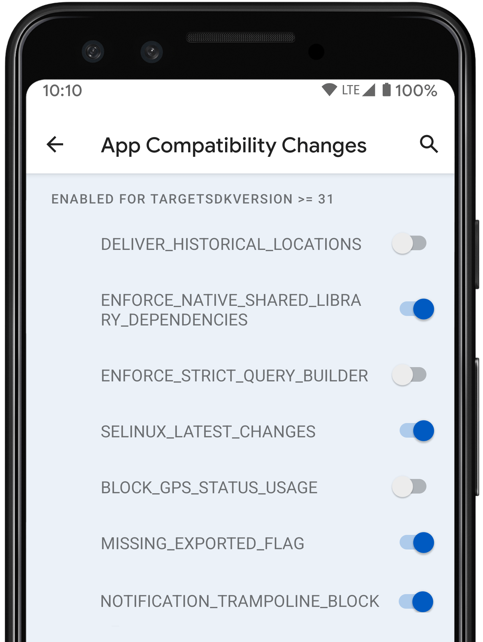Here's what the new compatibility toggle menu will look like in Android 12.  (Image: Google)