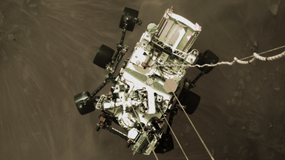 ‘Exhilarating’ Photo Shows Perseverance Rover Being Lowered to the Martian Surface