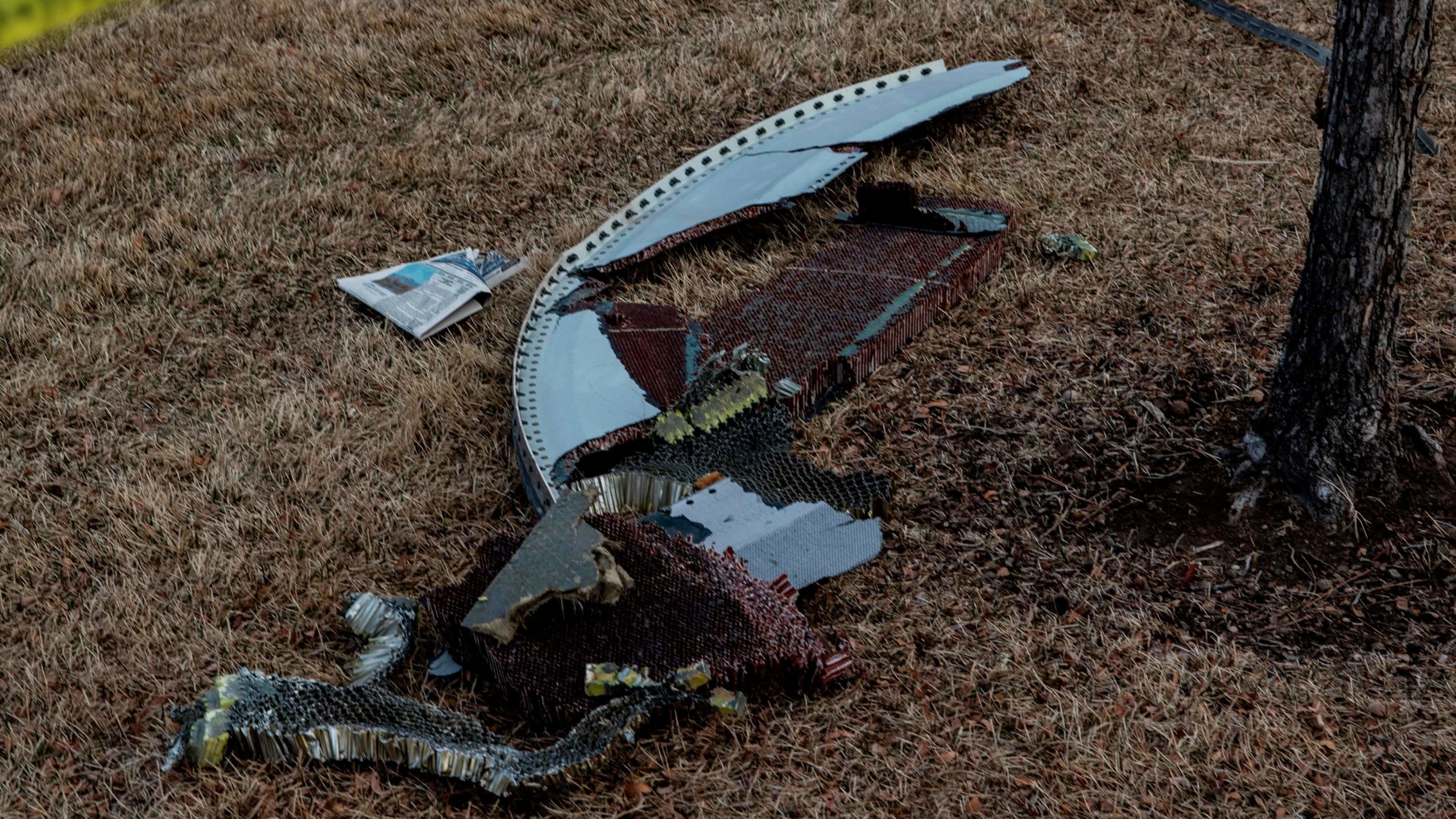 Debris fallen from a United Airlines aeroplane's engine lay scattered through the neighbourhood of Broomfield, outside Denver, Colorado, on February 20, 2021.  (Photo: Chet Strange/AFP, Getty Images)