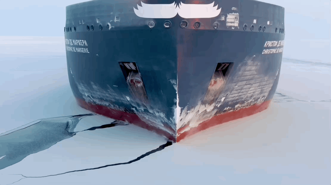 A Russian ship passing through the Arctic's Northern Sea Route, nbd. (Gif: Rosatom)