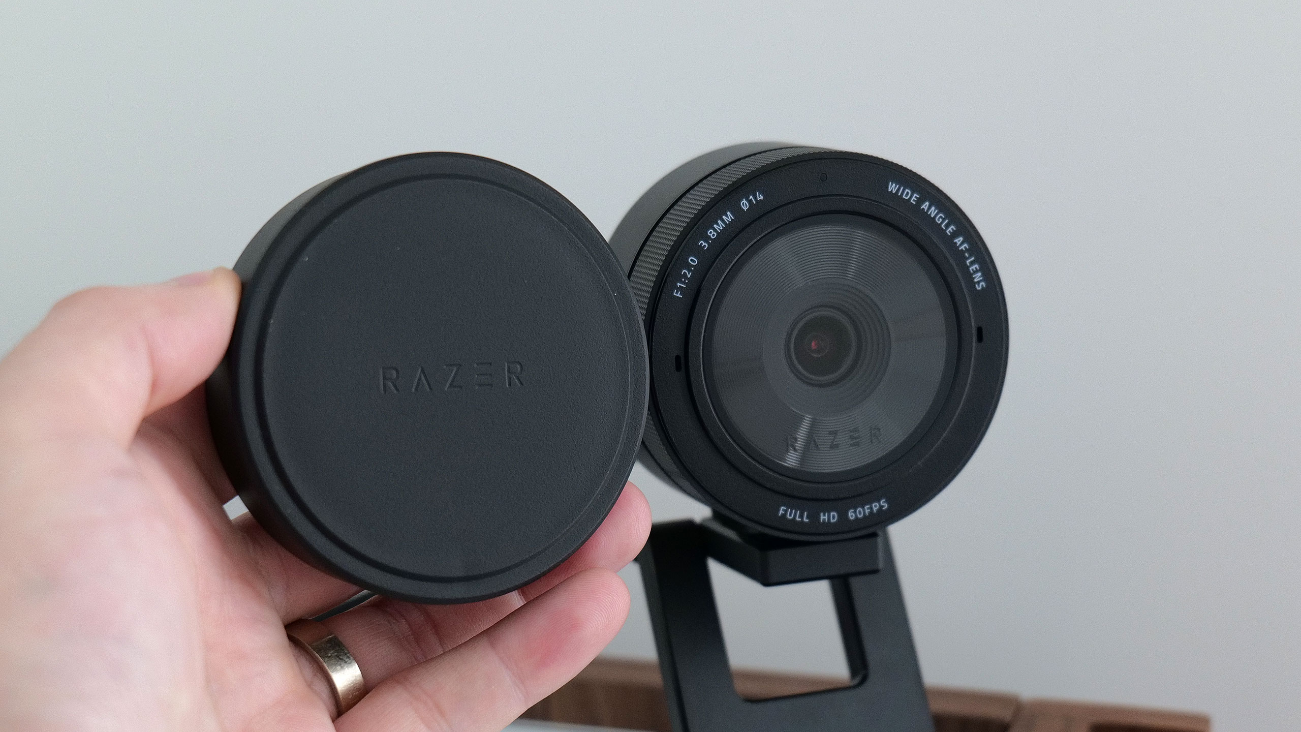 Since people probably won't move their webcams around a lot, I think it would have been nice if the Kiyo Pro's lens cover had a way of attaching to the webcam, instead of being two separate pieces.  (Photo: Sam Rutherford)