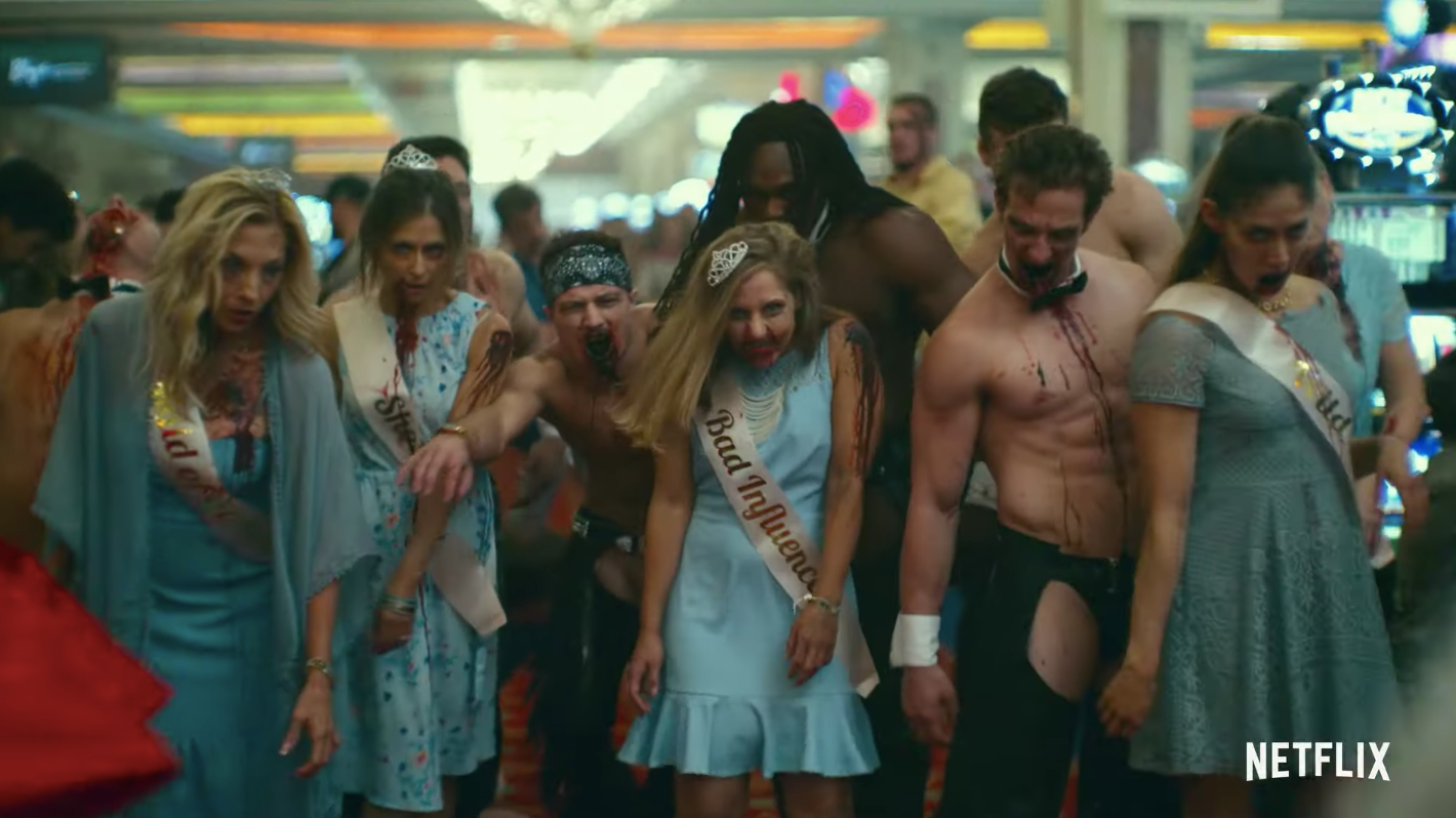A bunch of zombified Vegas types having a nice day out on the town. (Screenshot: Netflix)