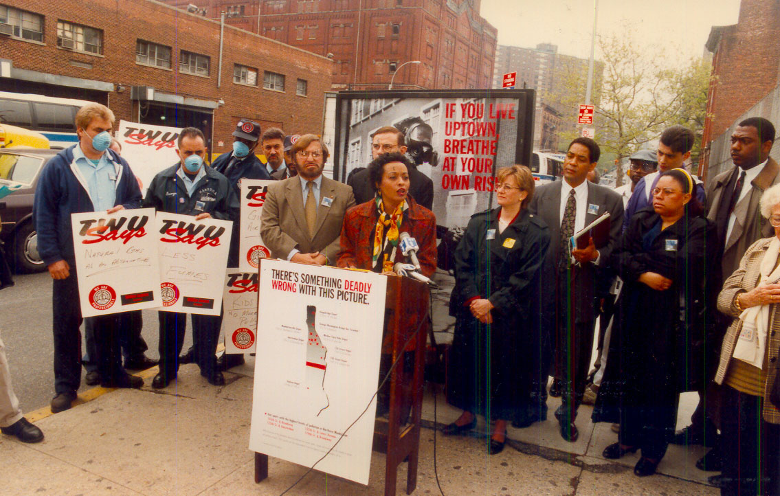 Shepard speaks at a press conference on pollution and diesel fuel. (Photo: WE ACT)