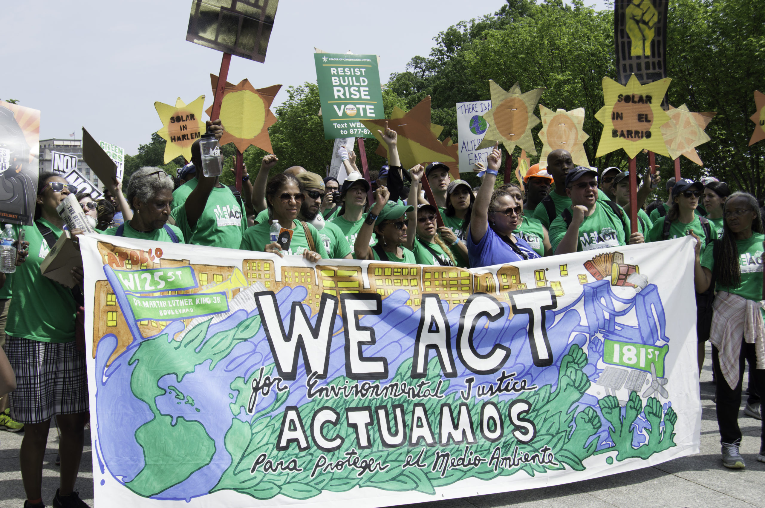 Shepard (centre) marches at the People's Climate March in 2017. (Photo: WE ACT)