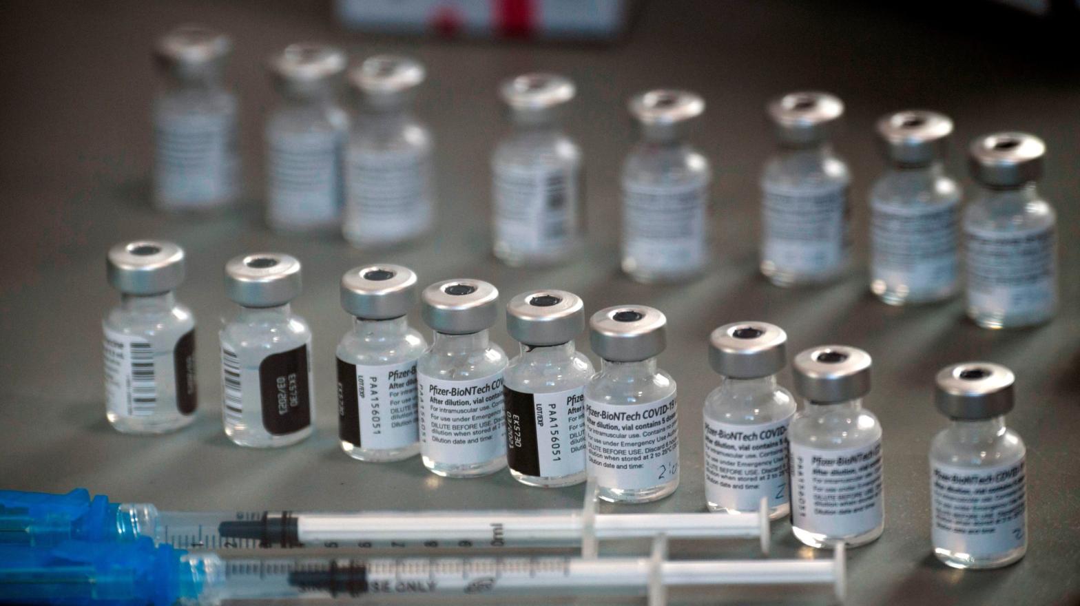 Above, vials of the Pfizer/BioNTech covid-19 vaccine (Photo: Patrick T. Fallon, Getty Images)
