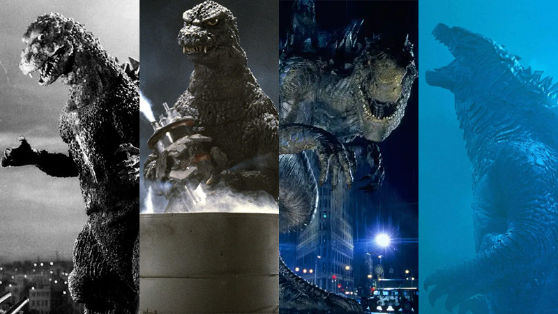 Godzilla's been through quite some changes over the years. (Screenshot: Toho, Tristar, and Legendary Pictures)