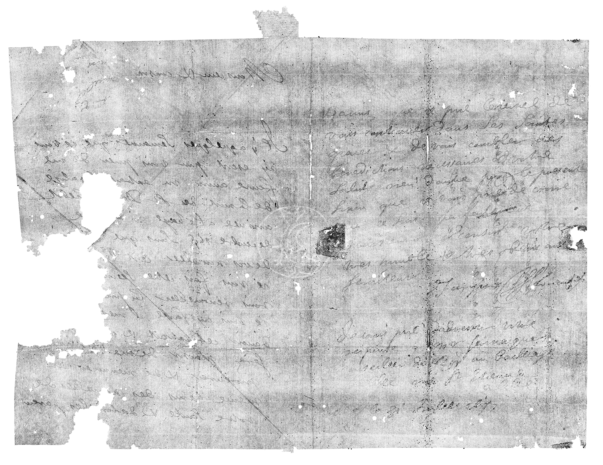 The team's legible results, with the letter's faint watermark at centre. (Image: Courtesy of the Unlocking History Research Group archive.)