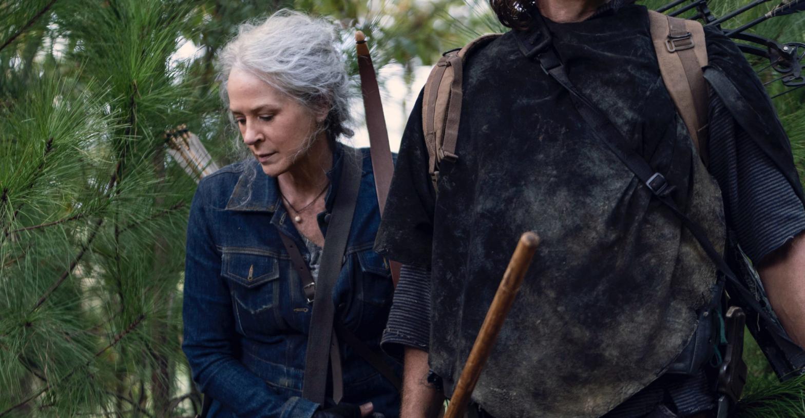 Carol (Melissa McBride) and Daryl (Norman Reedus) aren't seeing eye-to-eye. (Image: Eli Ade/AMC)