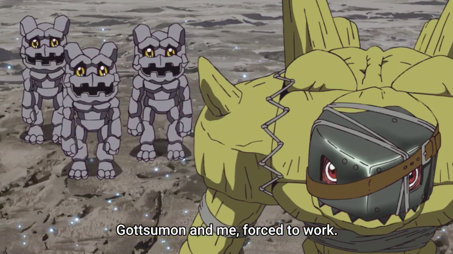 Gotsumon and Golemon explaining their enslavement. (Screenshot: Toei)
