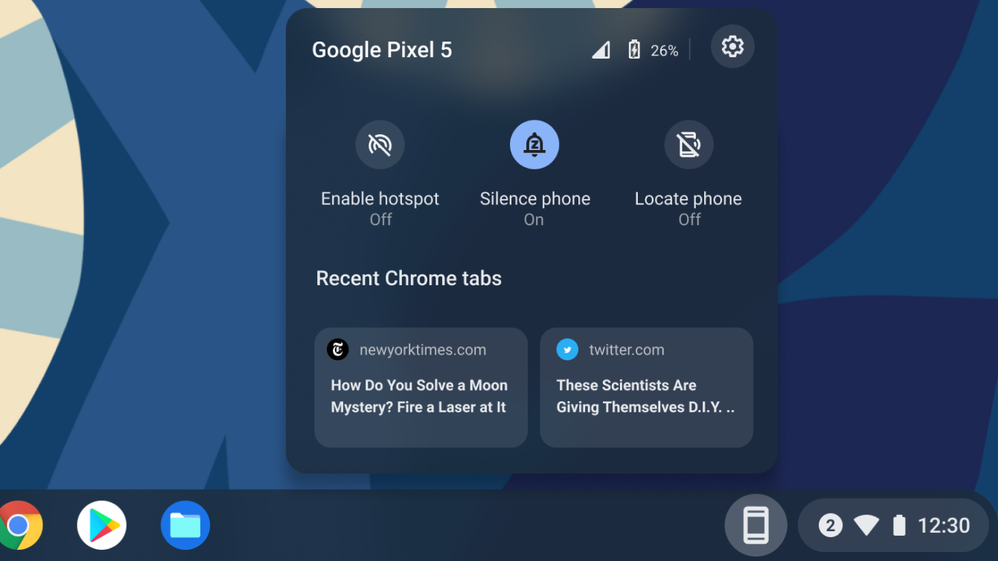 The Phone Hub window should make it easier for your Android phone and Chromebook to work together.  (Image: Google)