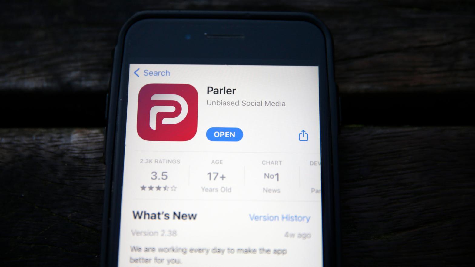 The Parler App running on an iPhone. (Photo: Hollie Adams, Getty Images)