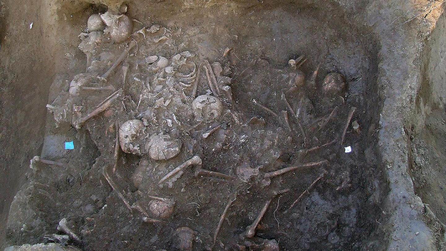 The upper layers of the mass grave, found in Croatia. (Image: Jacqueline Balen, Archaeological Museum of Zagreb)