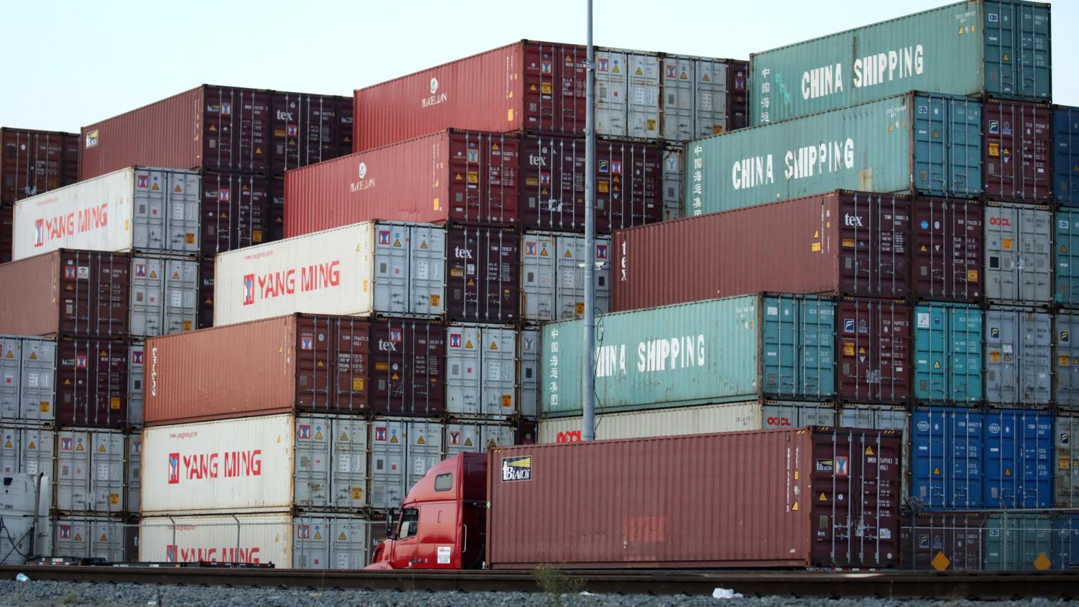 Shipping containers are stacked at the Port of Los Angeles, the nation's busiest container port, on November 7, 2019 in San Pedro, California. (Photo: Mario Tama, Getty Images)