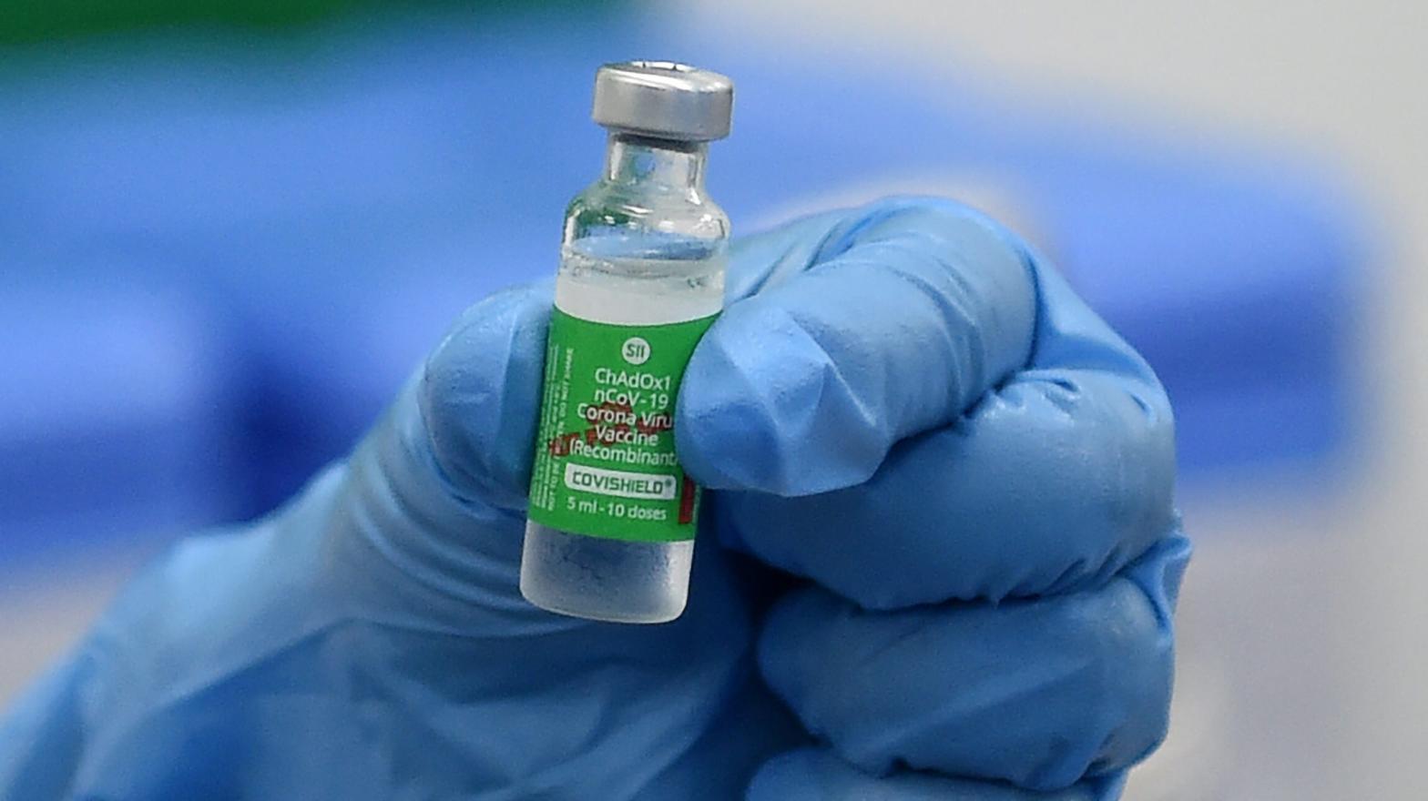 A vial of Covishield, the name given to AstraZeneca/Oxford University's covid-19 vaccine in India (Photo: Punit Paranjpe/AFP, Getty Images)