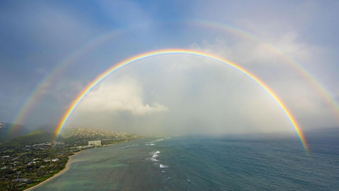 Rainbow over east Oʻahu.  (Image: Steven Businger)