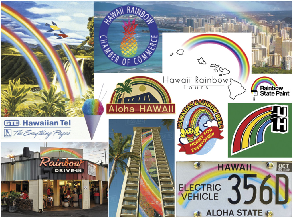Image conveying the cultural importance of rainbows in Hawaii.  (Image: Steve Businger/Bulletin of the American Meteorological Society)