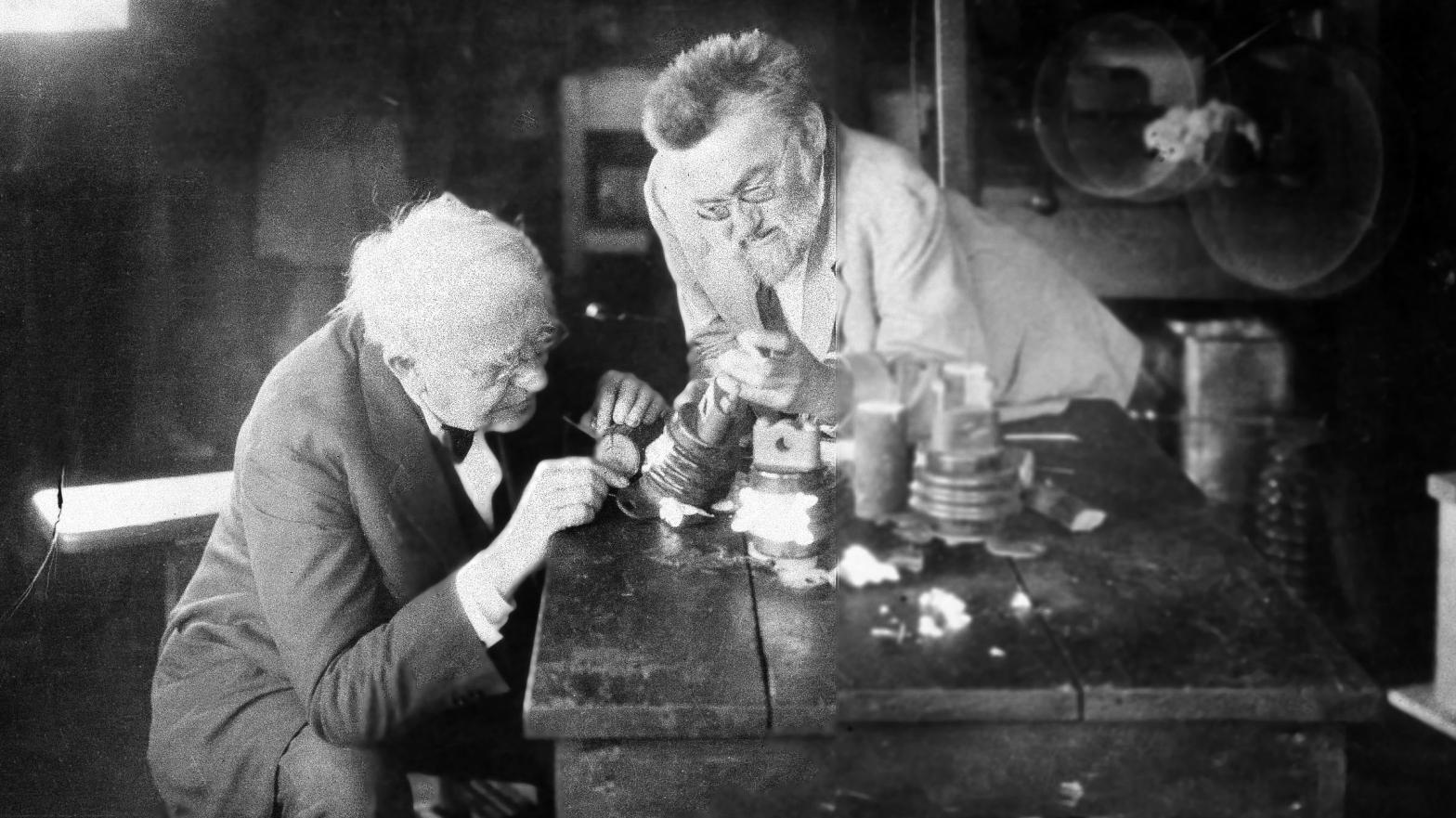 Inventors Charles Steinmetz, right, and Thomas A. Edison are seen in Steinmetz's Schenectady, N.Y. laboratory circa 1922. (Photo: AP, AP)