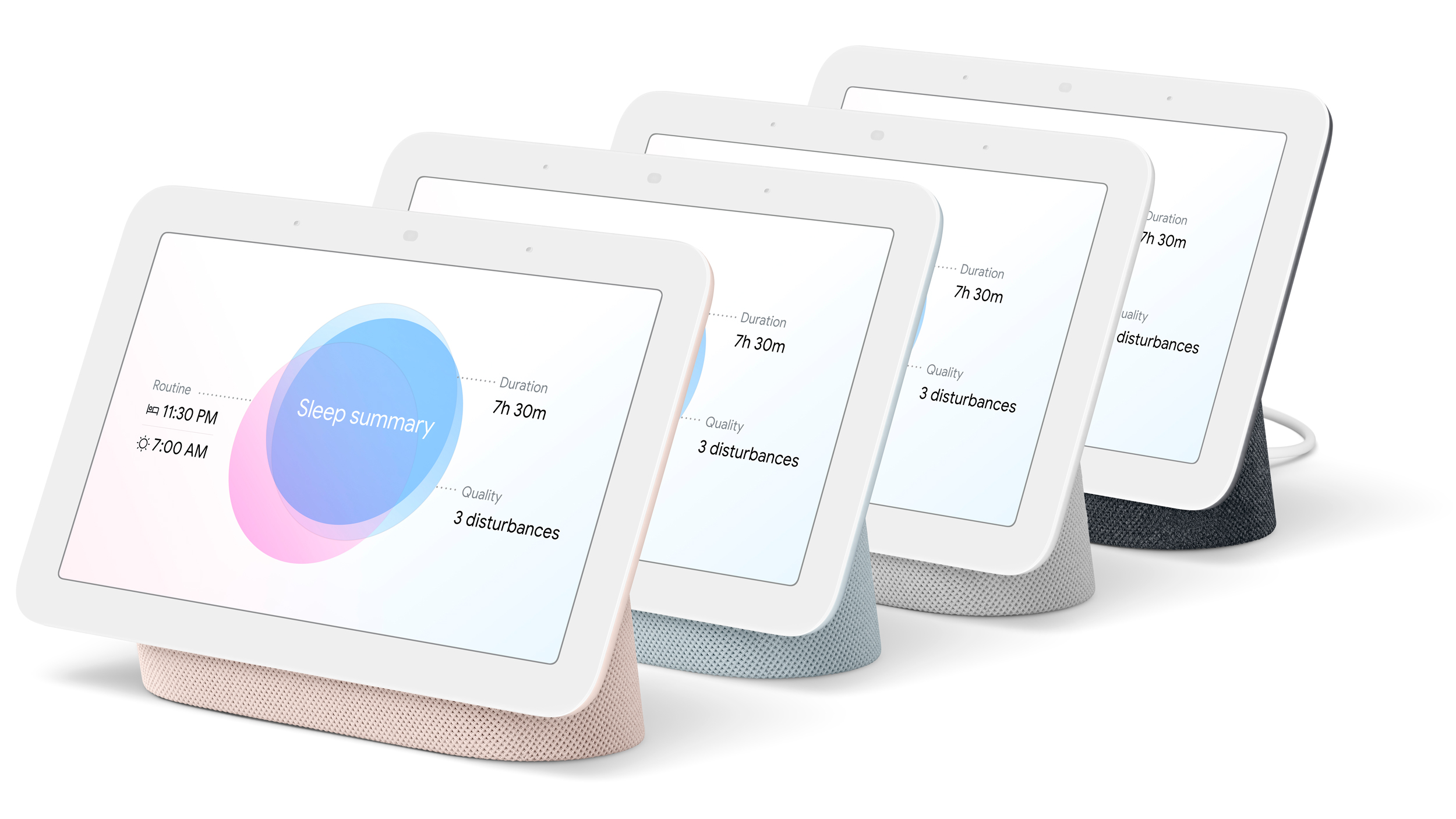 With the new Nest Hub, Google remains committed to offering the most muted, desaturated colour options imaginable. (Image: Google)