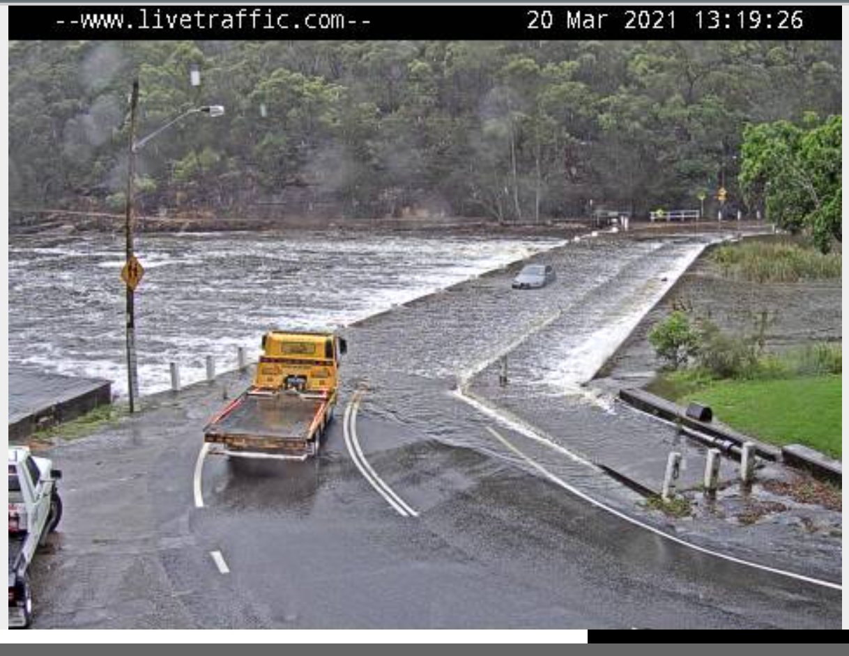 A Lexus caught in the NSW floods and caught on livestream