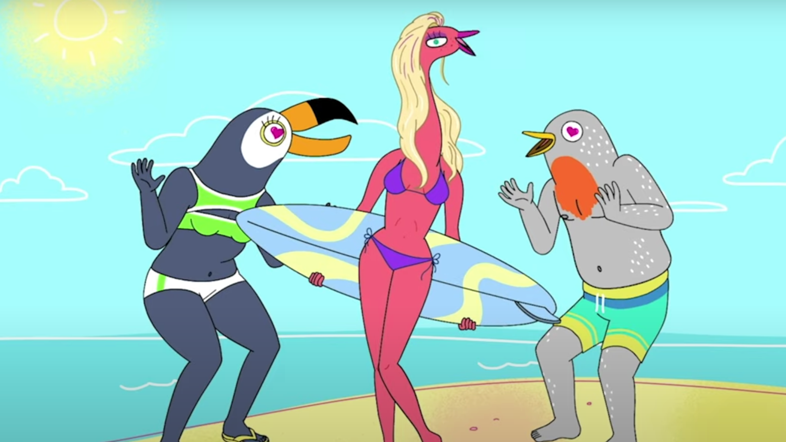 Oh to be frolicking on the beach... (Screenshot: Cartoon Network/Adult Swim)