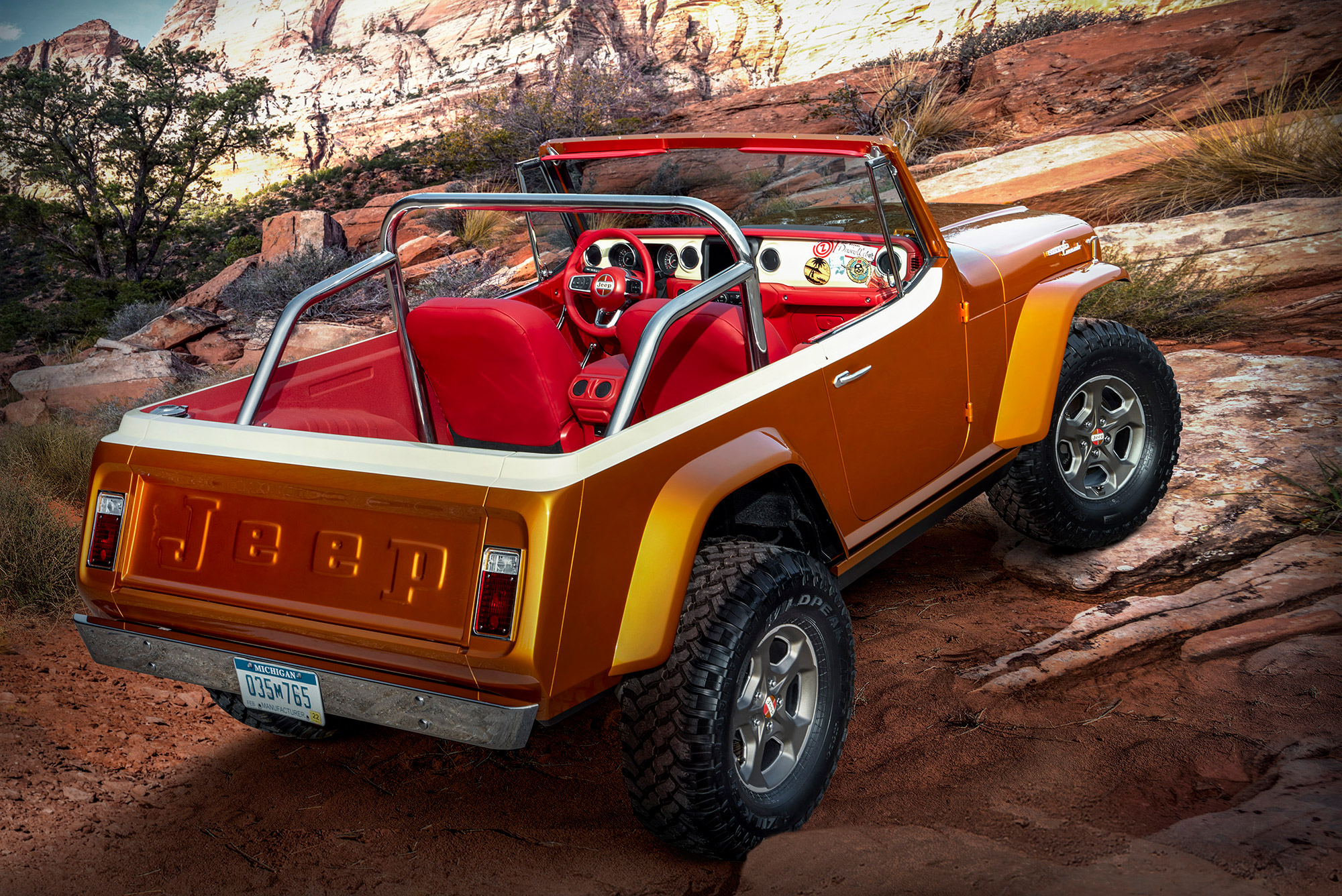Jeepster Beach Concept Is What Happens When You Stuff A New Wrangler In A 53-Year-Old Shell