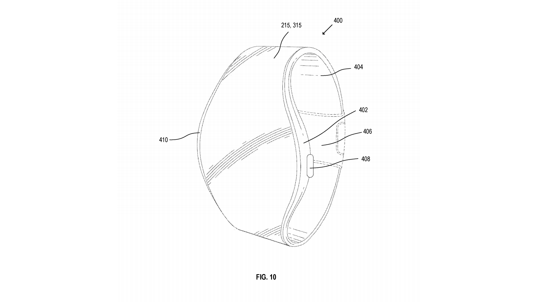 Apple's idea for what a smartwatch with a flexible wraparound screen would look like. (Image: USPTO)