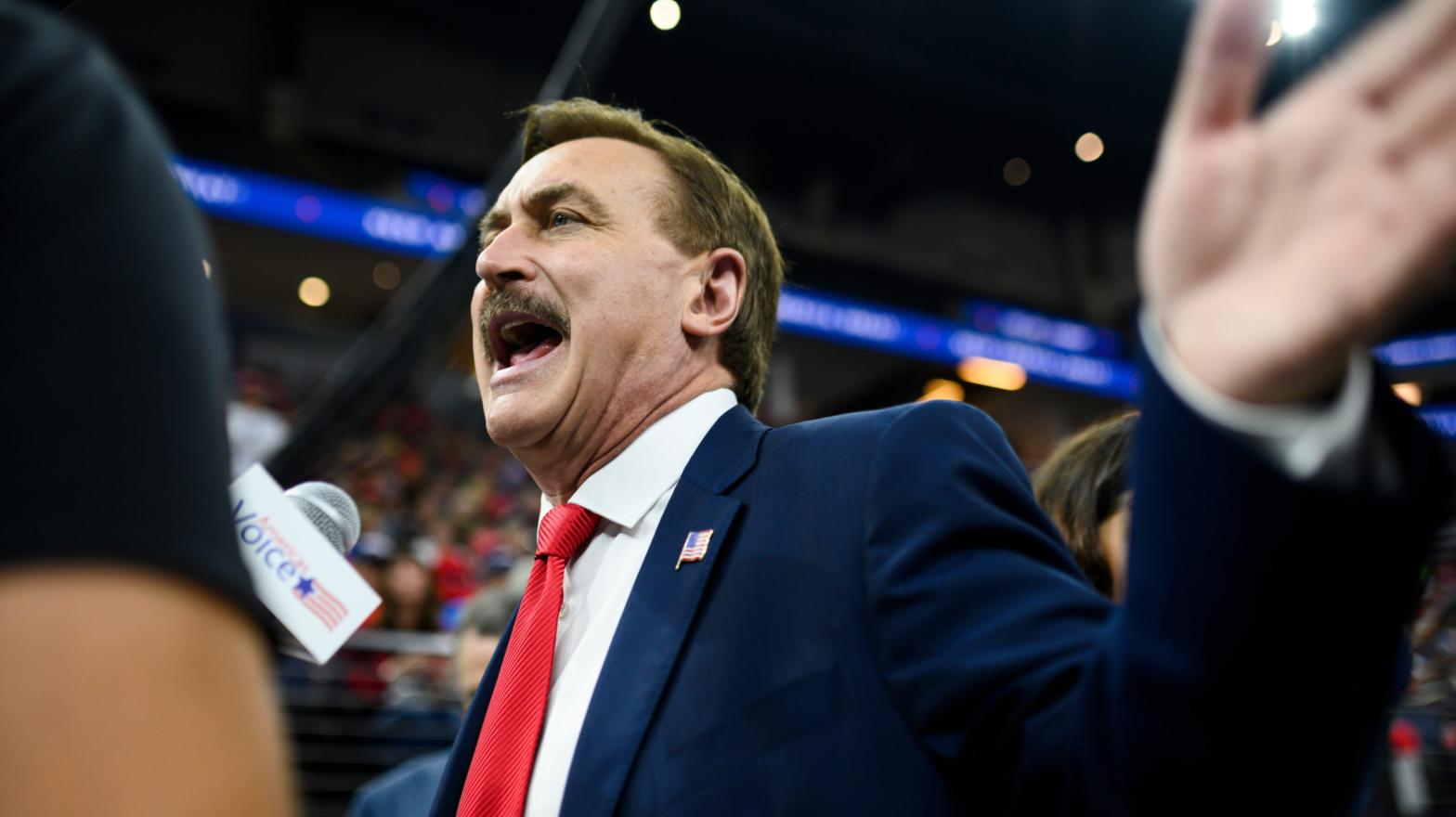 Mike Lindell, CEO and founder of MyPillow, and a possibly entirely fictional social media site named Frank. (Photo: Stephen Maturen, Getty Images)