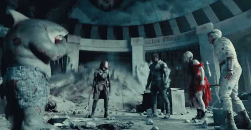 The Suicide Squad meeting a new friend. (Gif: Warner Bros.)