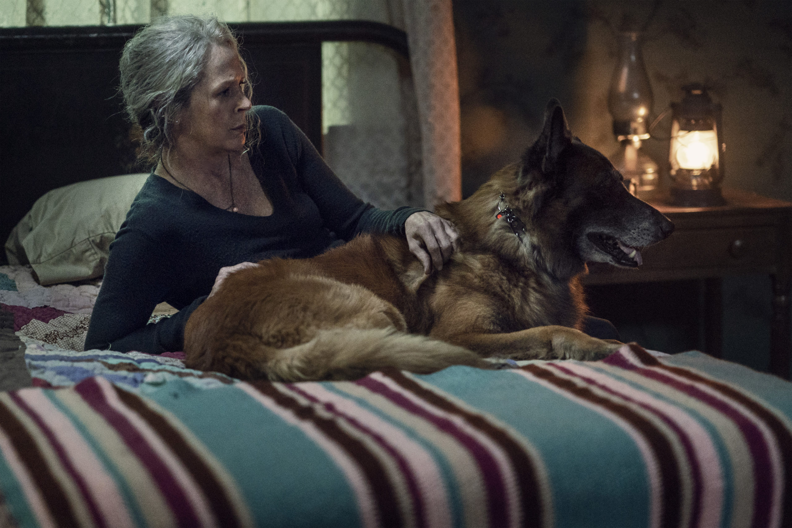 Pictured, left to right: One troubled woman, one good boy. (Image: Edi Ade/AMC)