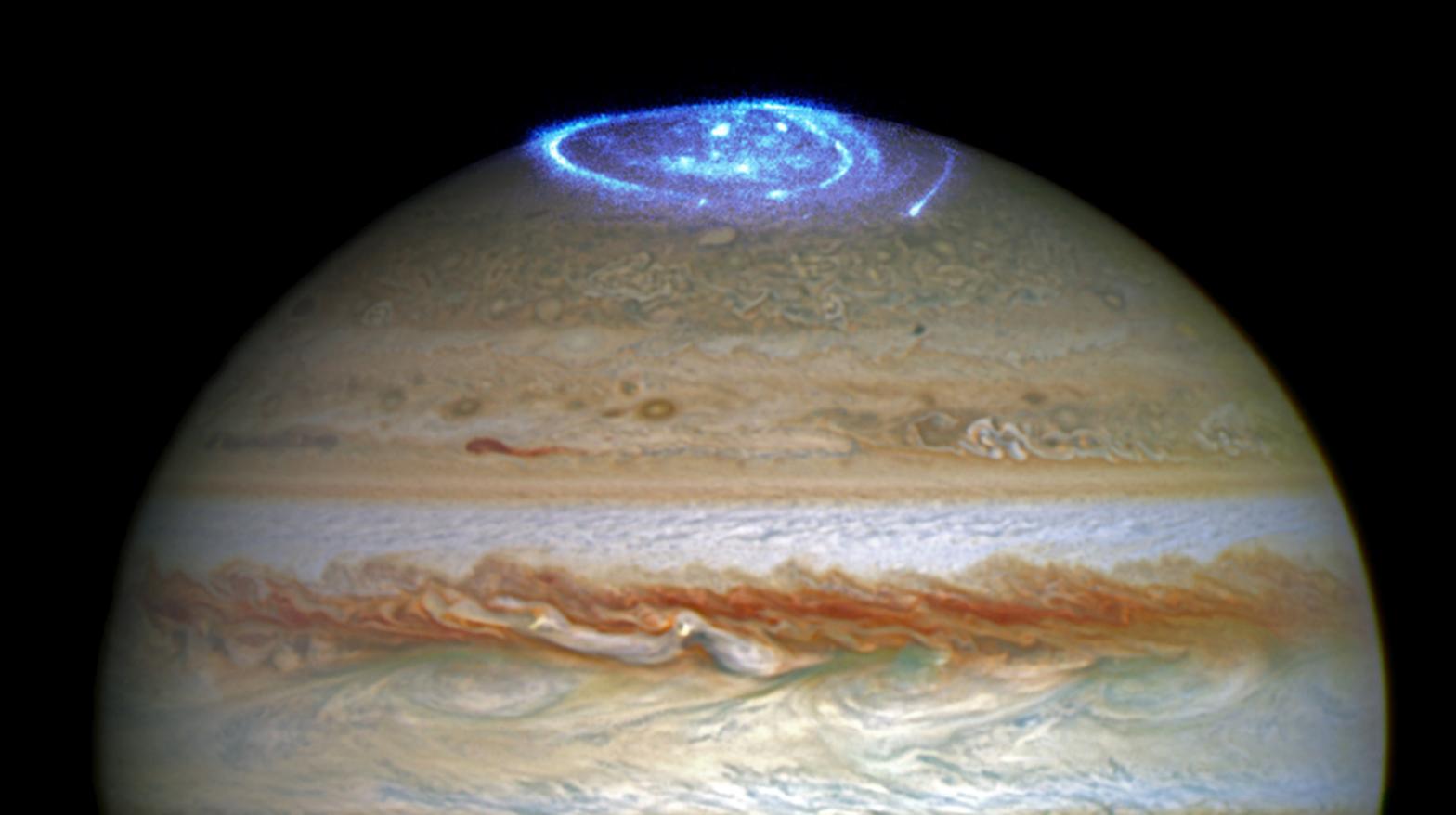 Jupiter's northern auroras.  (Image: NASA, ESA, and J. Nichols (University of Leicester))