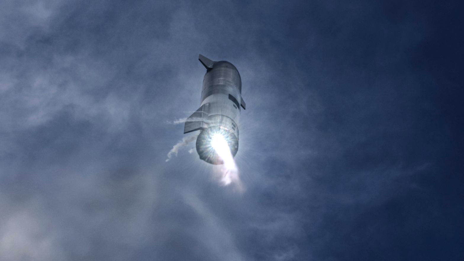 Starship prototype SN10 during its high-altitude test on March 3, 2021. (Image: SpaceX)