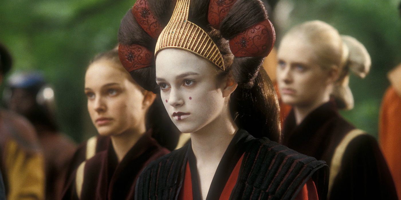 That's Keira Knightley, front and centre, repping the incognito Queen Amidala. (Image: Disney)