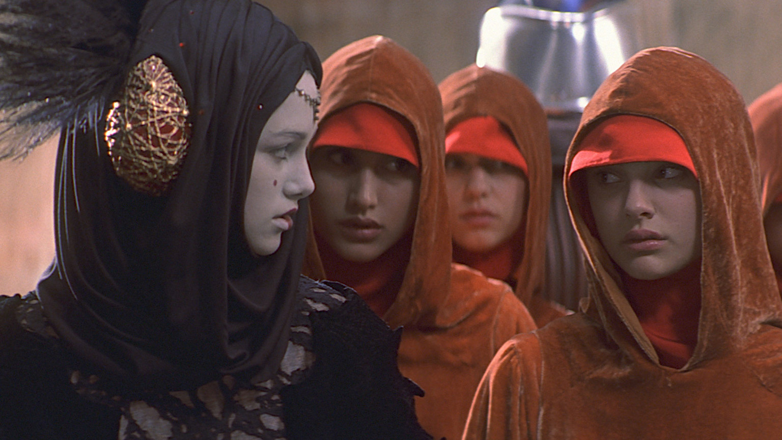 One of the handmaidens pictured here is Sofia Coppola, can you guess you? Seriously, I could use a hand. (Image: Disney)