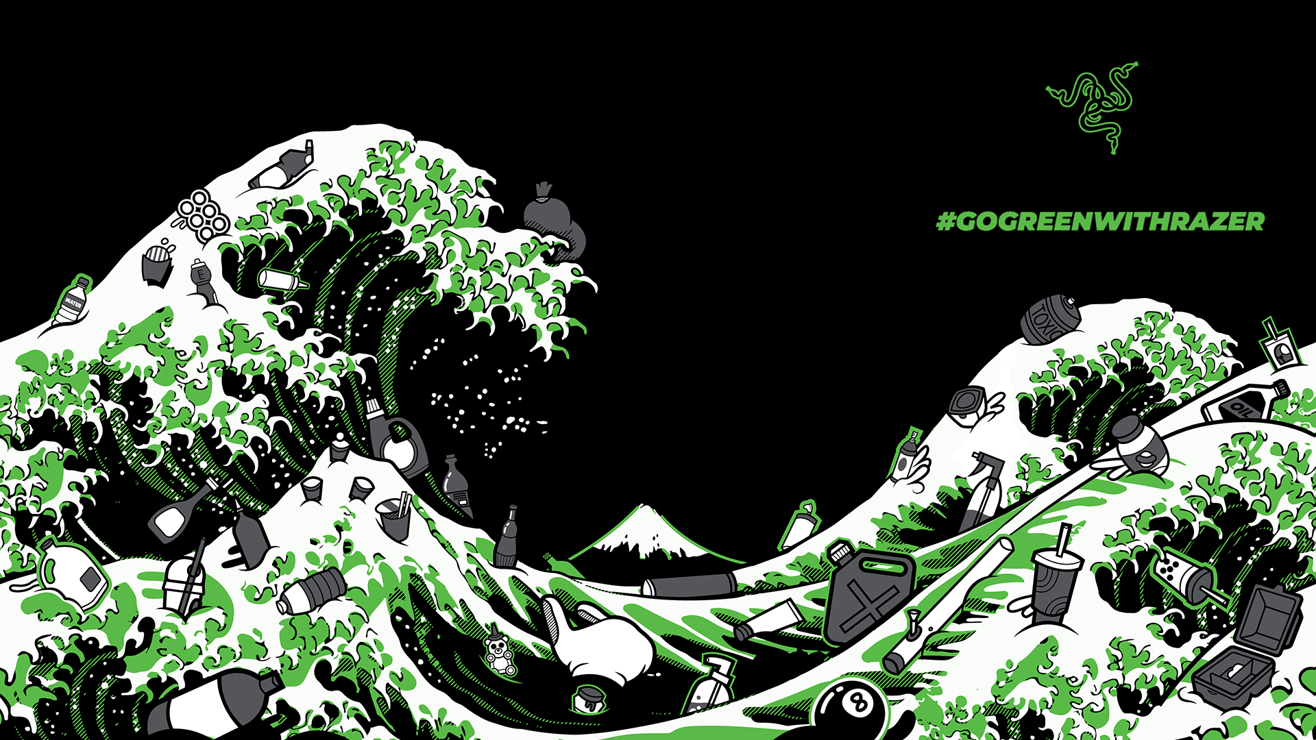 Here's Razer's updated eco take on the classic Japanese woodblock print.  (Image: Razer)