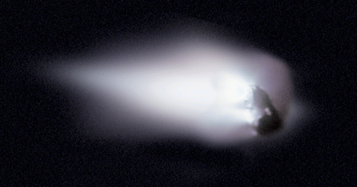 Halley's Comet as it was observed in 1986.  (Image: Halley Multicolor Camera Team, Giotto Project, ESA)