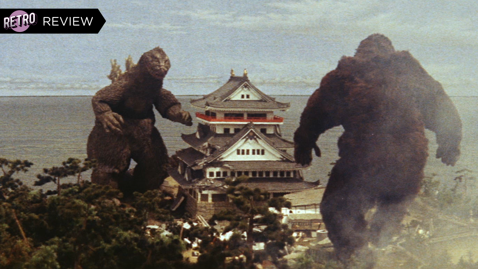 Atami Castle about to be smashed to tiny little pieces by Godzilla and Kong. (Screenshot: Toho/Criterion)