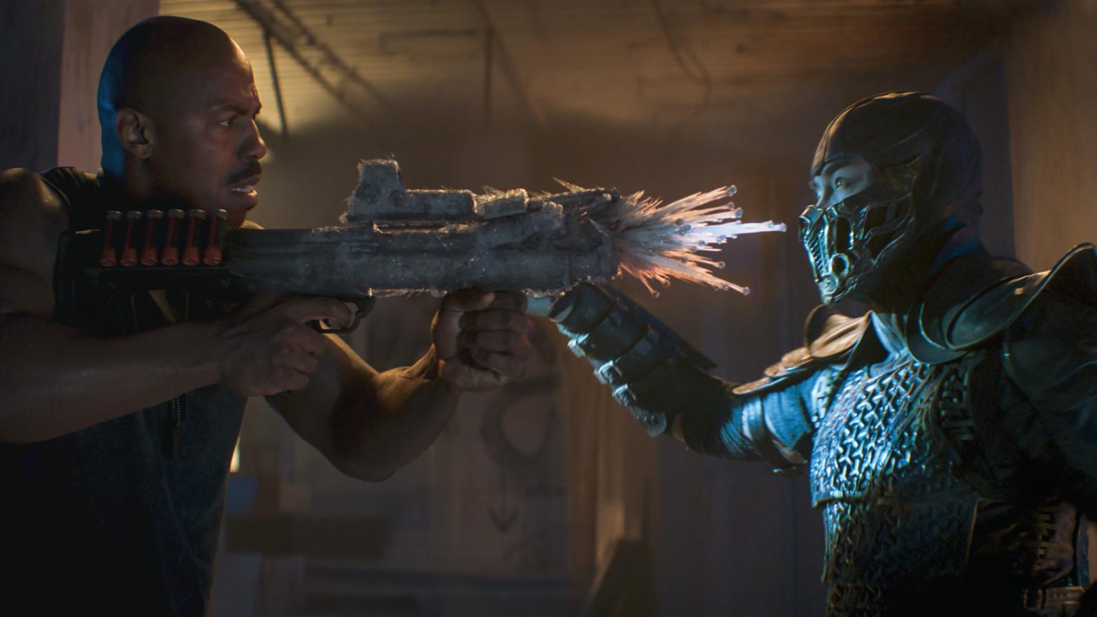 Jax (Mehcad Brooks) and Sub-Zero (Joe Taslim) in Mortal Kombat. (Photo: Warner Bros.)