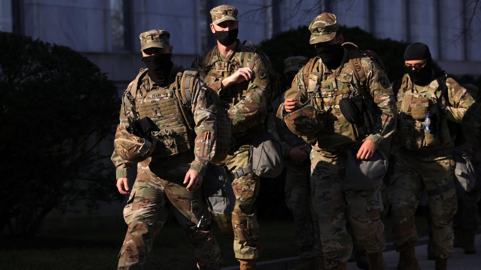 Members of the National Guard remain deployed in Washington, DC in March following deadly riots involving scores of QAnon conspiracy theorists at the Capitol on Jan. 6.  (Photo: Alex Wong, Getty Images)