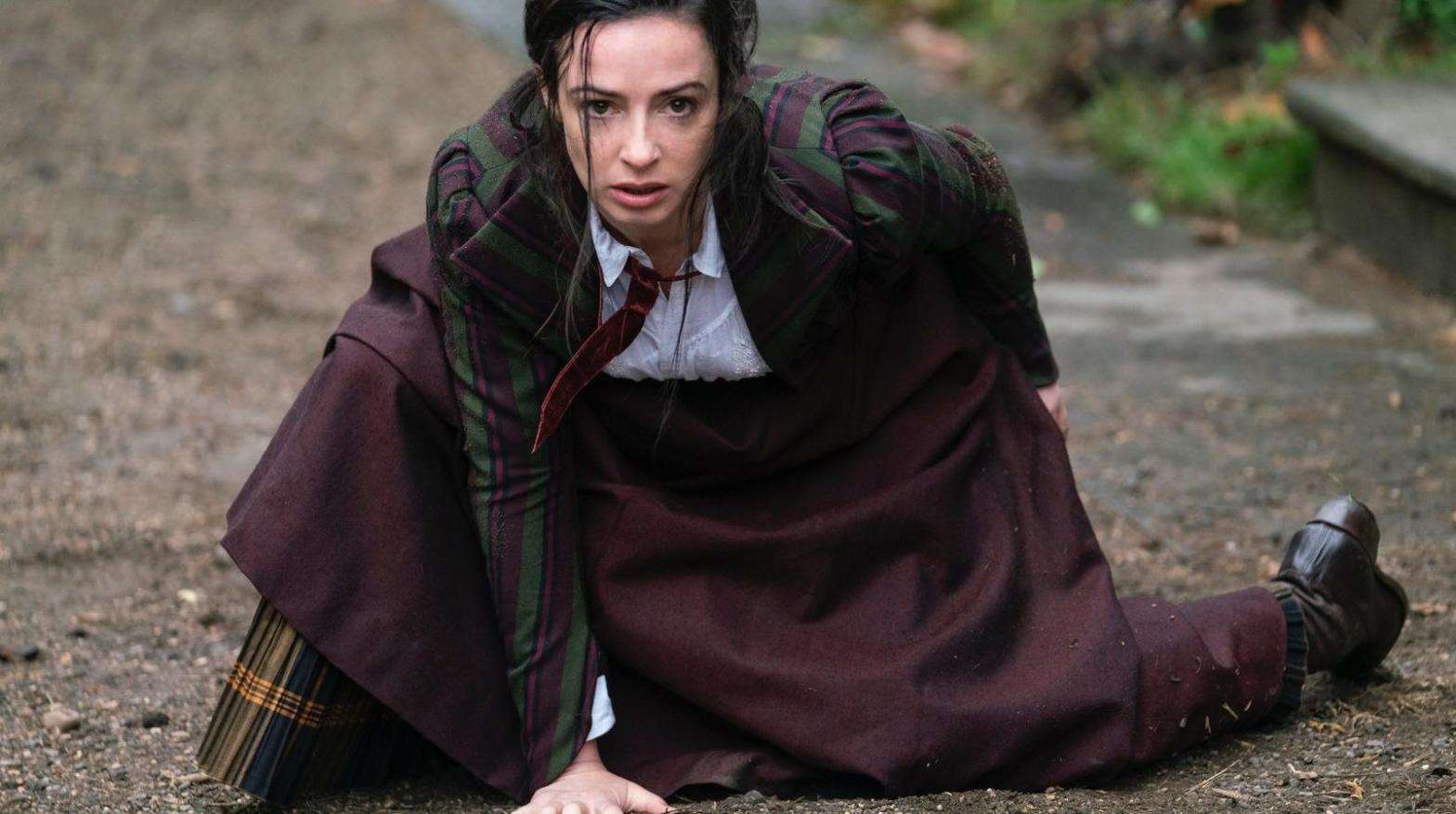 Who says a Victorian lady can't pull off a superhero landing? (Photo: Keith Bernstein/HBO)