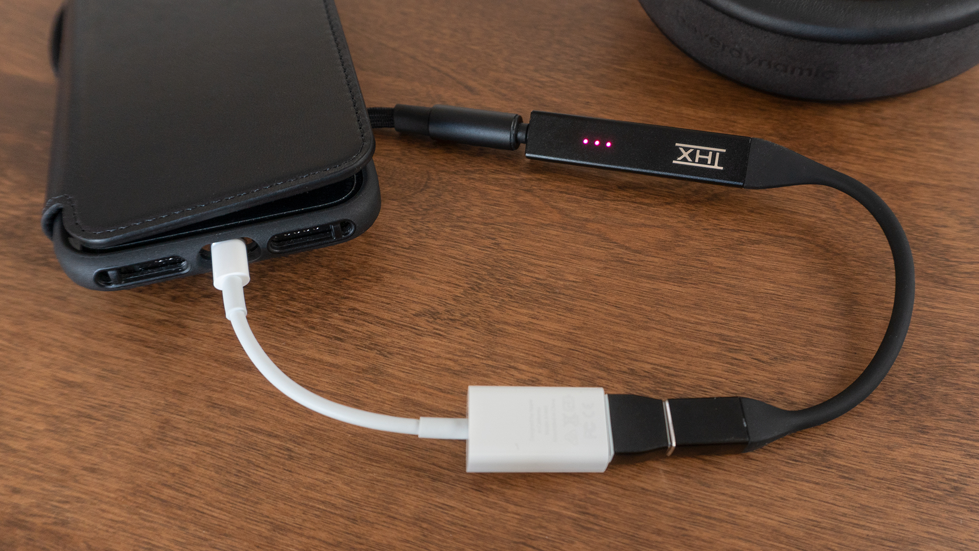 You'll also need Apple's Lightning to USB Camera Adaptor to connect the THX Onyx to an iPhone's Lightning port. (Photo: Andrew Liszewski/Gizmodo)