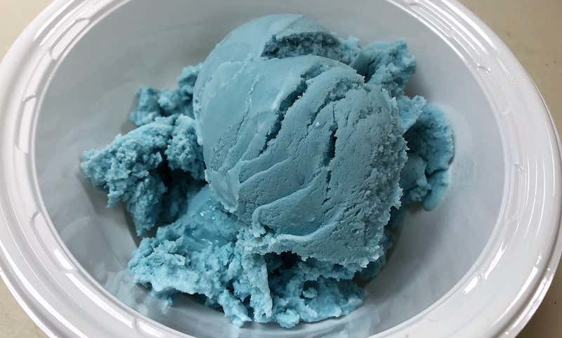 Mmmmm, a scoop of blue ice cream made from the new, natural blue food colouring.  (Image: Rebecca Robbins, Mars Wrigley Global Innovation Centre)