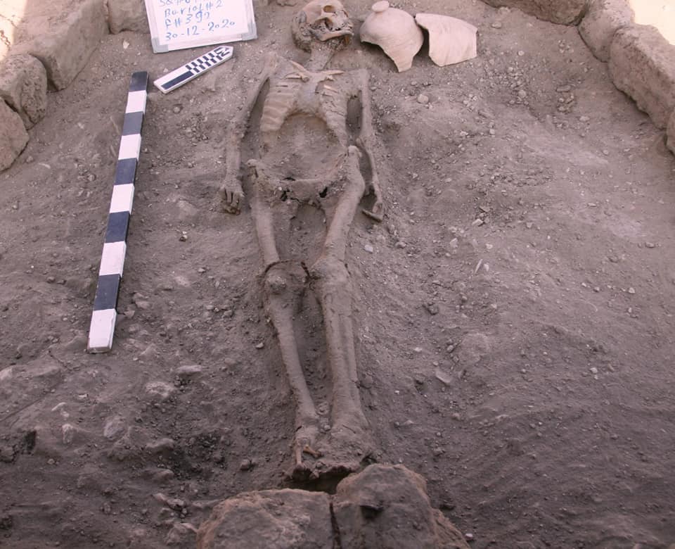A human burial found within the city.  (Image: Zahi Hawass/Facebook)