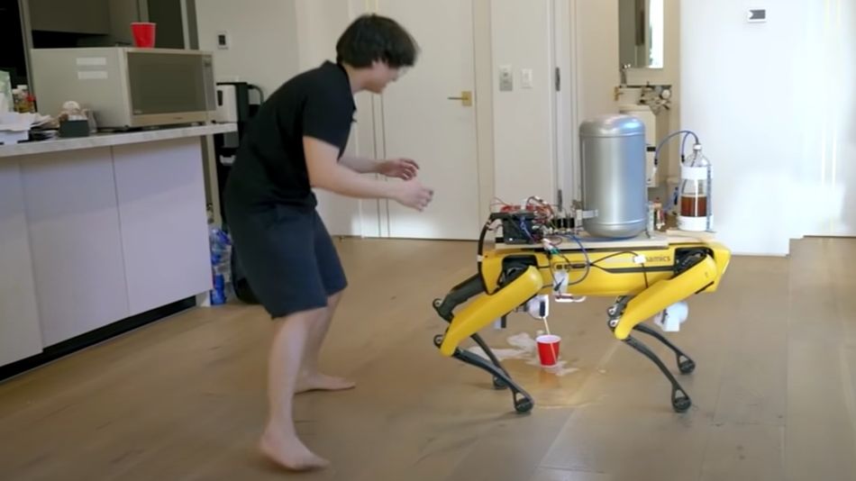boston dynamics robot dog beer