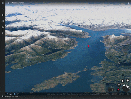Here's another clip showing the retreat of the Columbia Glacier in Alaska throughout the years.  (Gif: Google)