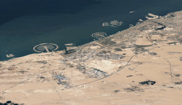 Here's a gif showing the creation of the World Islands in Dubai. (Gif: Google)
