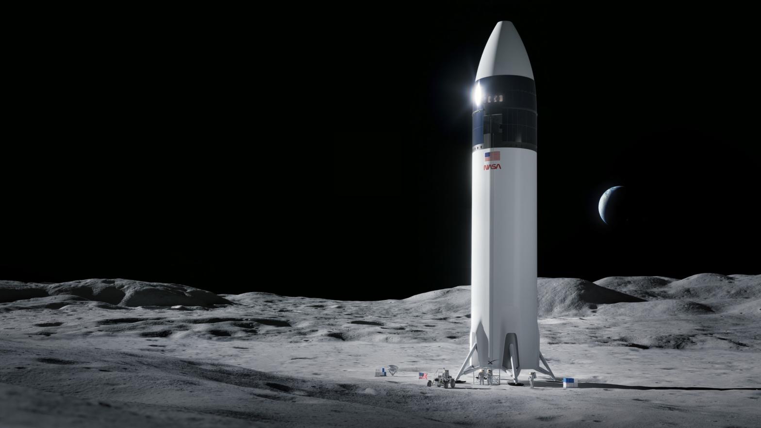 Artist's conception of SpaceX's lander on the lunar surface.  (Image: SpaceX)