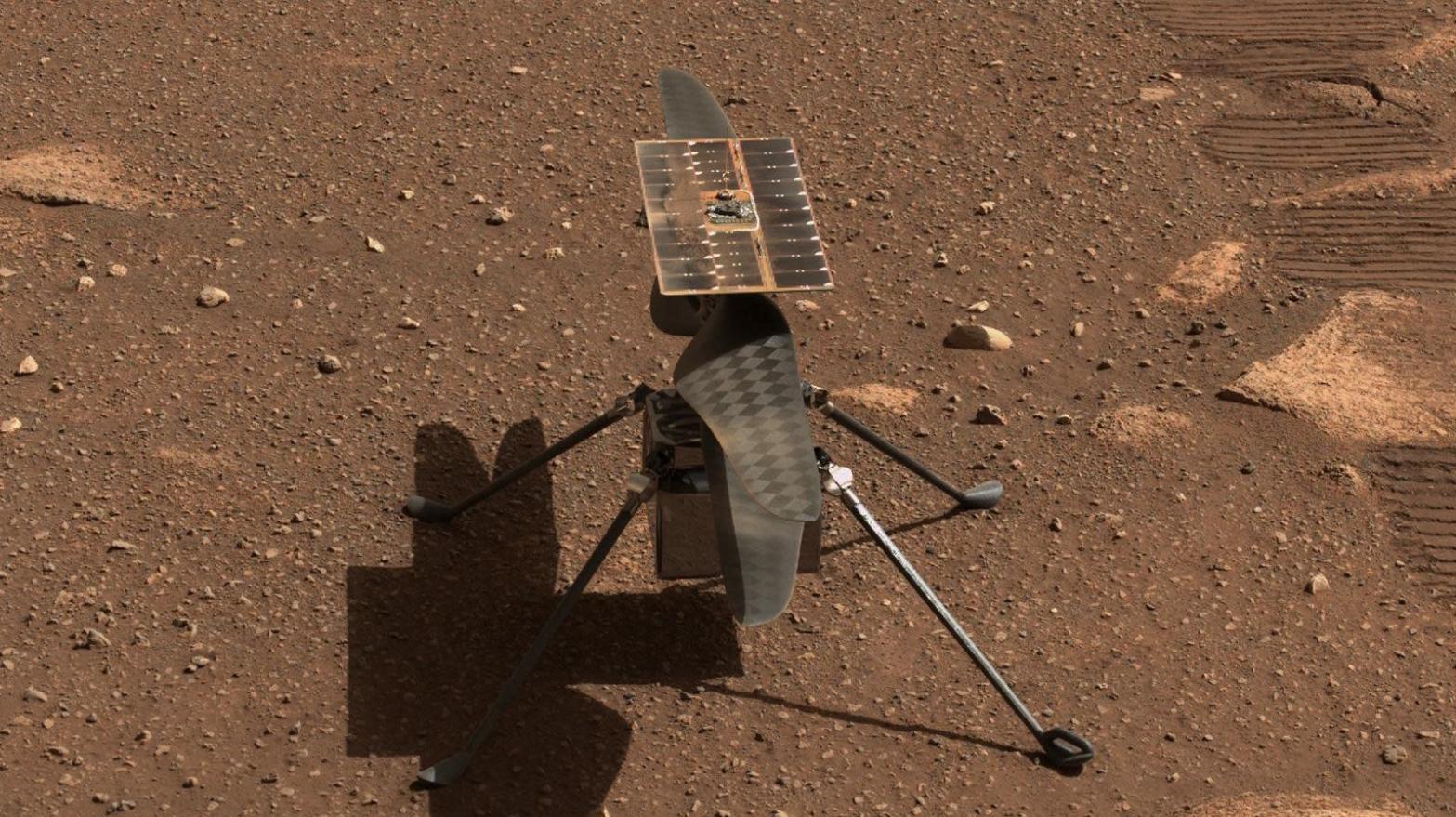 NASA's Ingenuity Mars helicopter is seen here in a close-up taken by Mastcam-Z, a pair of zoomable cameras aboard the Perseverance rover.  (Photo: NASA/JPL-Caltech/ASU)