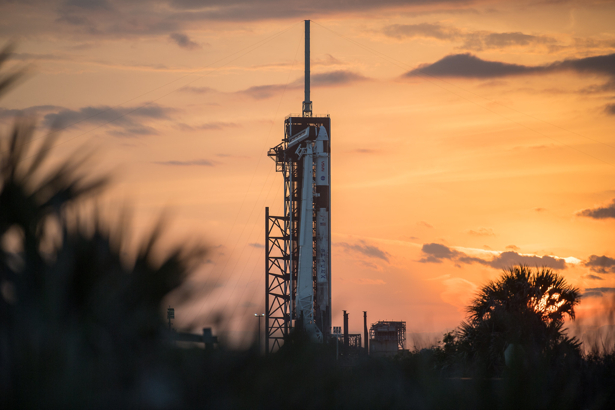 The Falcon 9 rocket with CrewDragon atop in preparation for Friday's scheduled launch.  (Image: NASA)